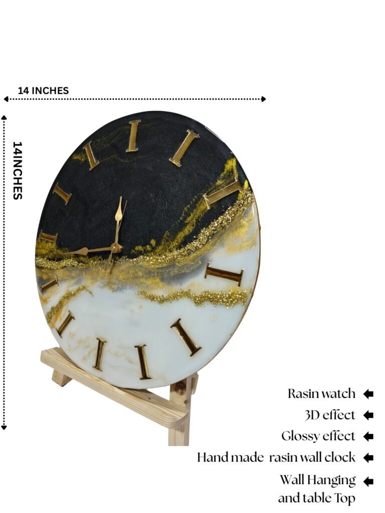 Luxury Handmade Resin Wall Clock – 14 Inch Abstract Art Timepiece for Home Decor