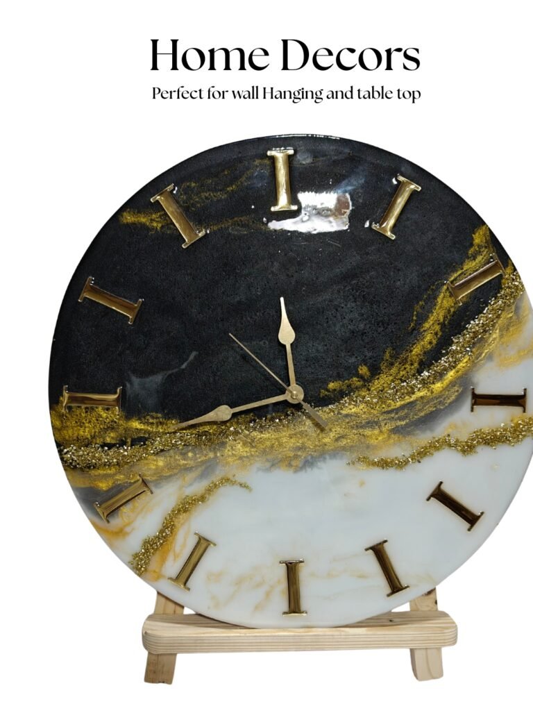 Luxury Handmade Resin Wall Clock – 14 Inch Abstract Art Timepiece for Home Decor
