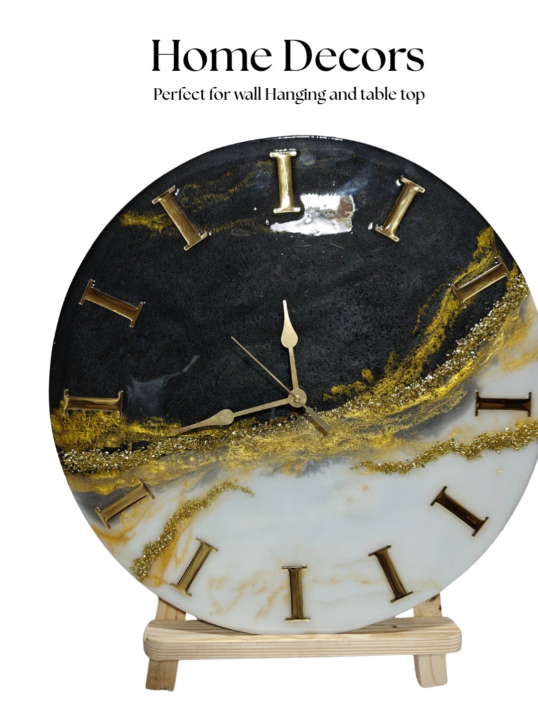 Luxury Handmade Resin Wall Clock – 14 Inch Abstract Art Timepiece for Home Decor