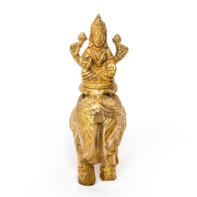 Antique Dhokra Art – Maa Laxmi on Elephant (Brass Figurine)