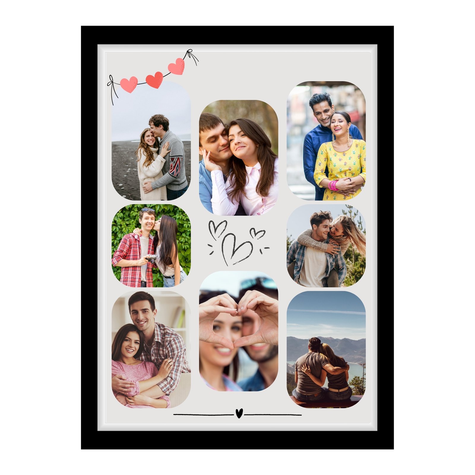 Khushi Kart Romantic Couple Collage Frame with Heart Design – Love Gift for Him & Her