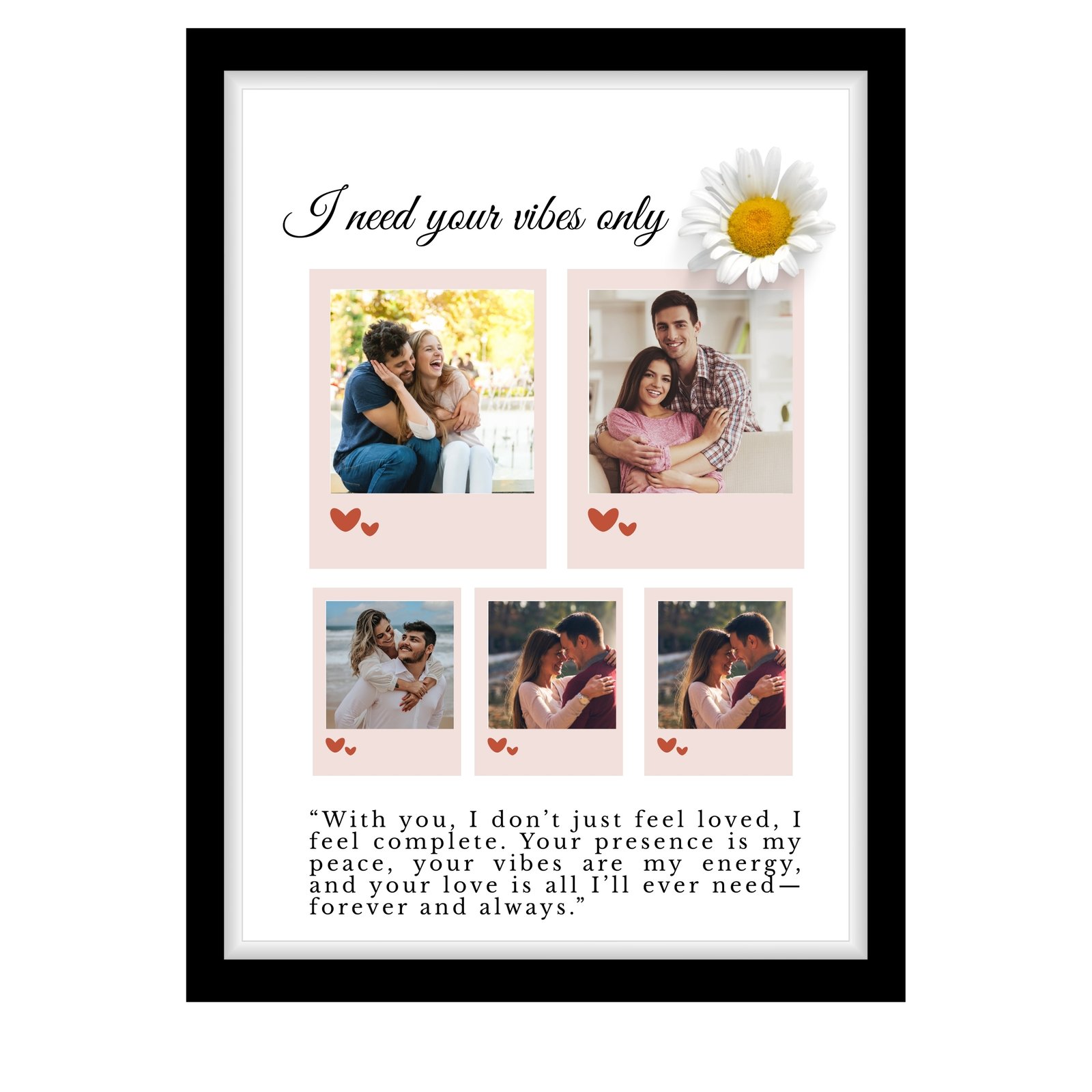 Khushi Kart Romantic Couple Frame with “I Need Your Vibes Only” Quote – Love Gift